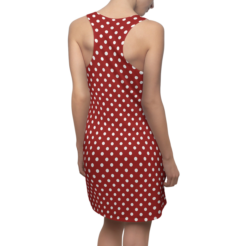 Red Polka Dot Racerback Dress | White Spots All-Over Print