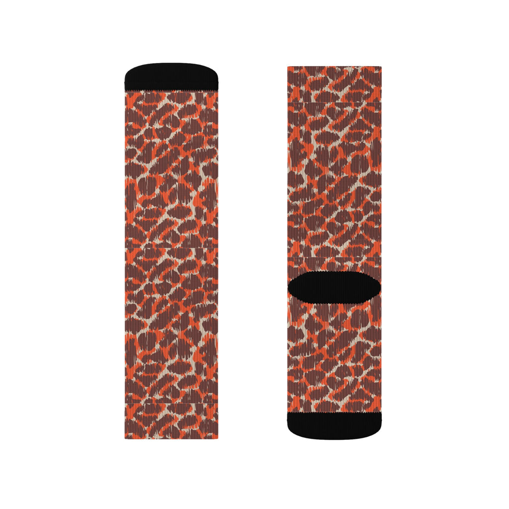 Leopard Print Socks — Bold Orange Cheetah Crew Socks