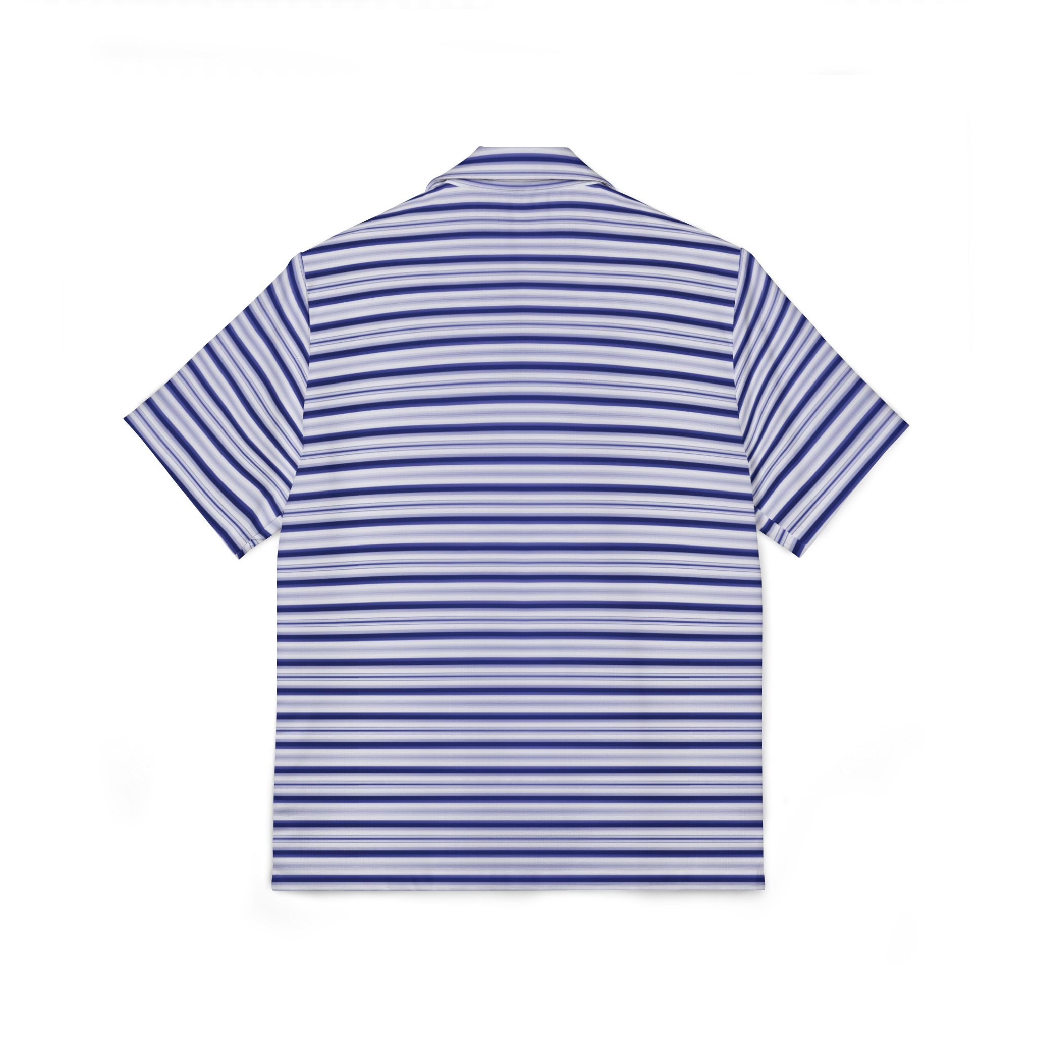 Striped Hawaiian Camp Shirt — Blue Casual Resort Button-Up