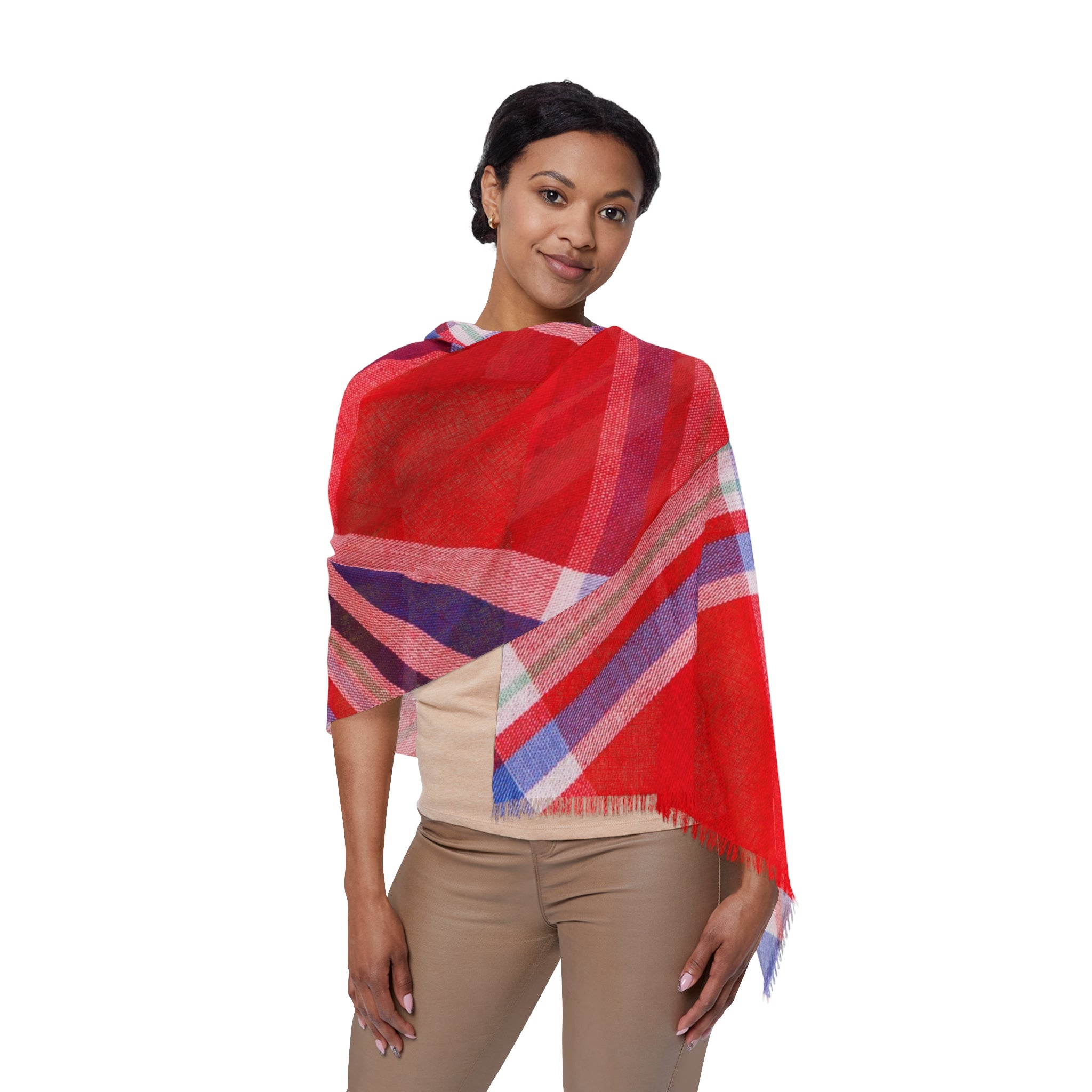 Red Plaid Lightweight Scarf – Classic Tartan Wrap for Fall & Holiday Styling