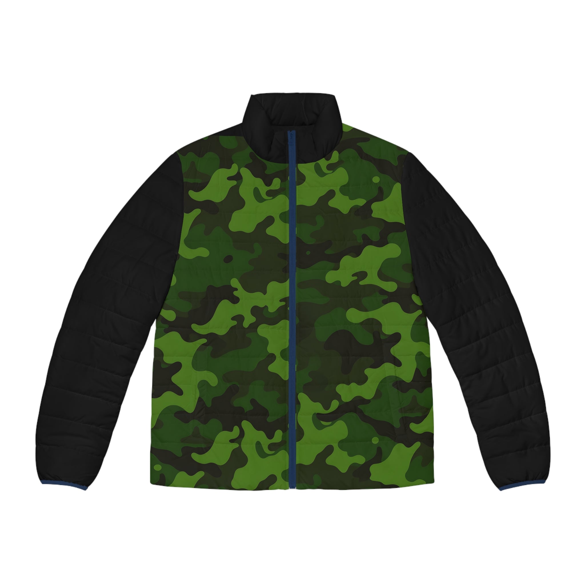 Men's Green Camo Puffer Jacket — Insulated Outdoor Winter Coat