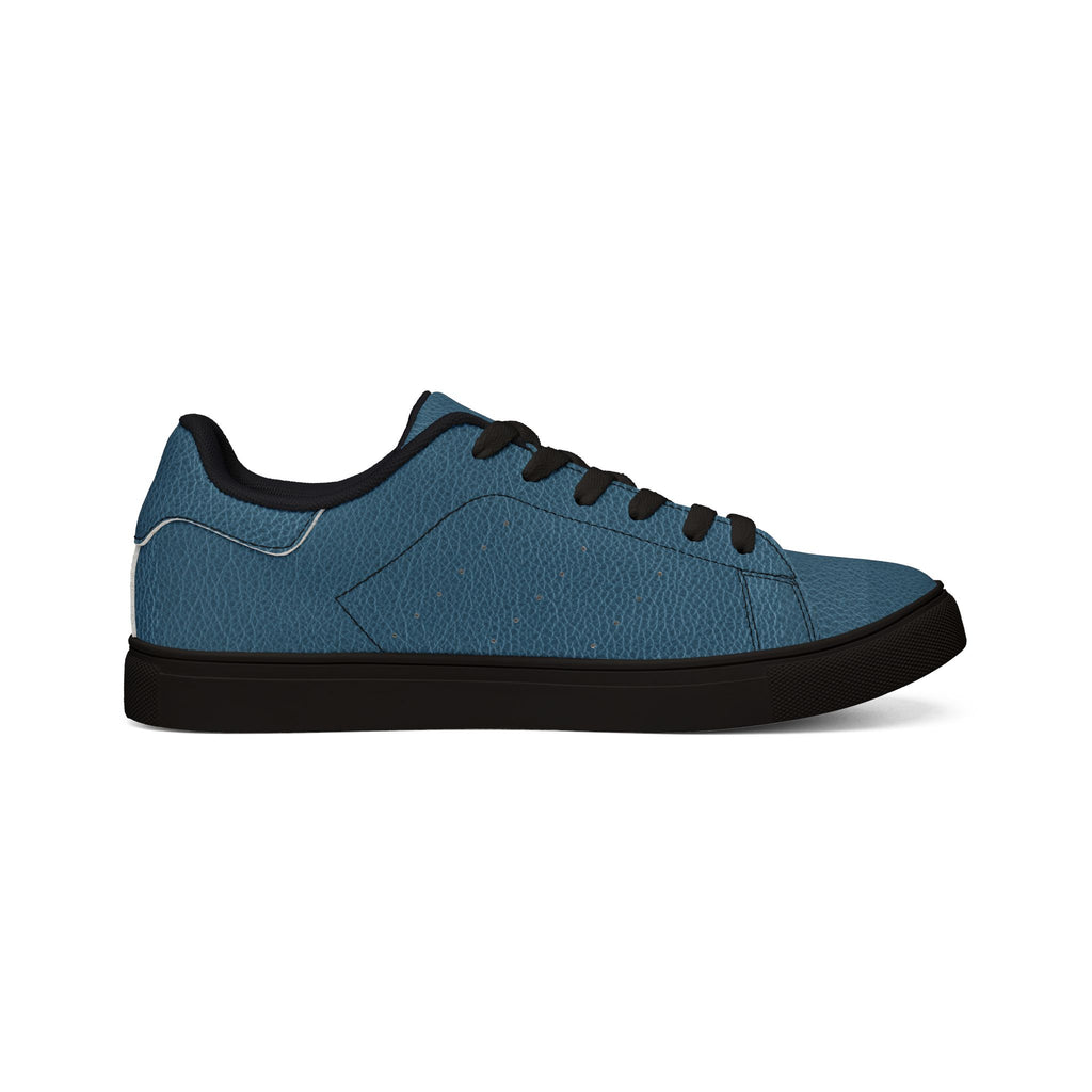 Men's Low-Top Leather Sneakers — Classic Casual Blue Skate Shoes