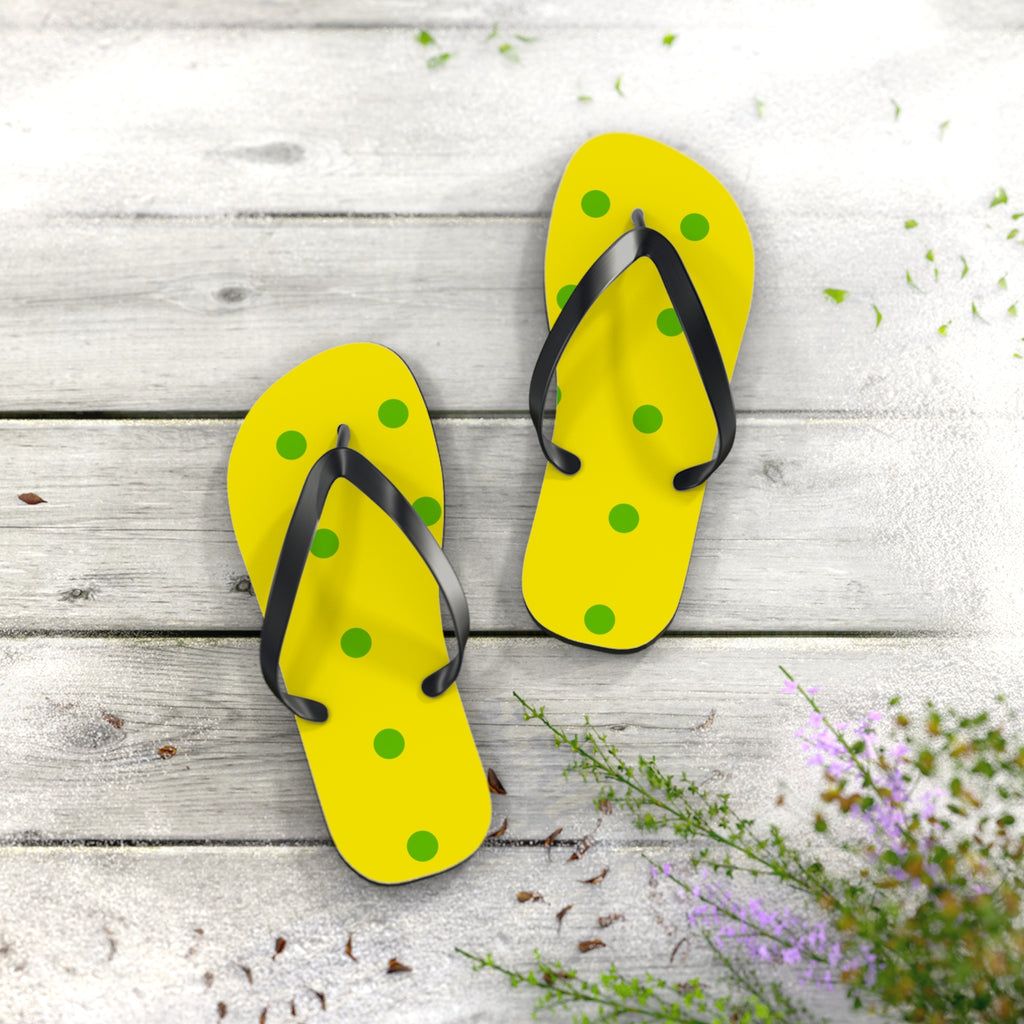 Yellow Polka Dot Flip Flops – Fun Summer Beach Sandals