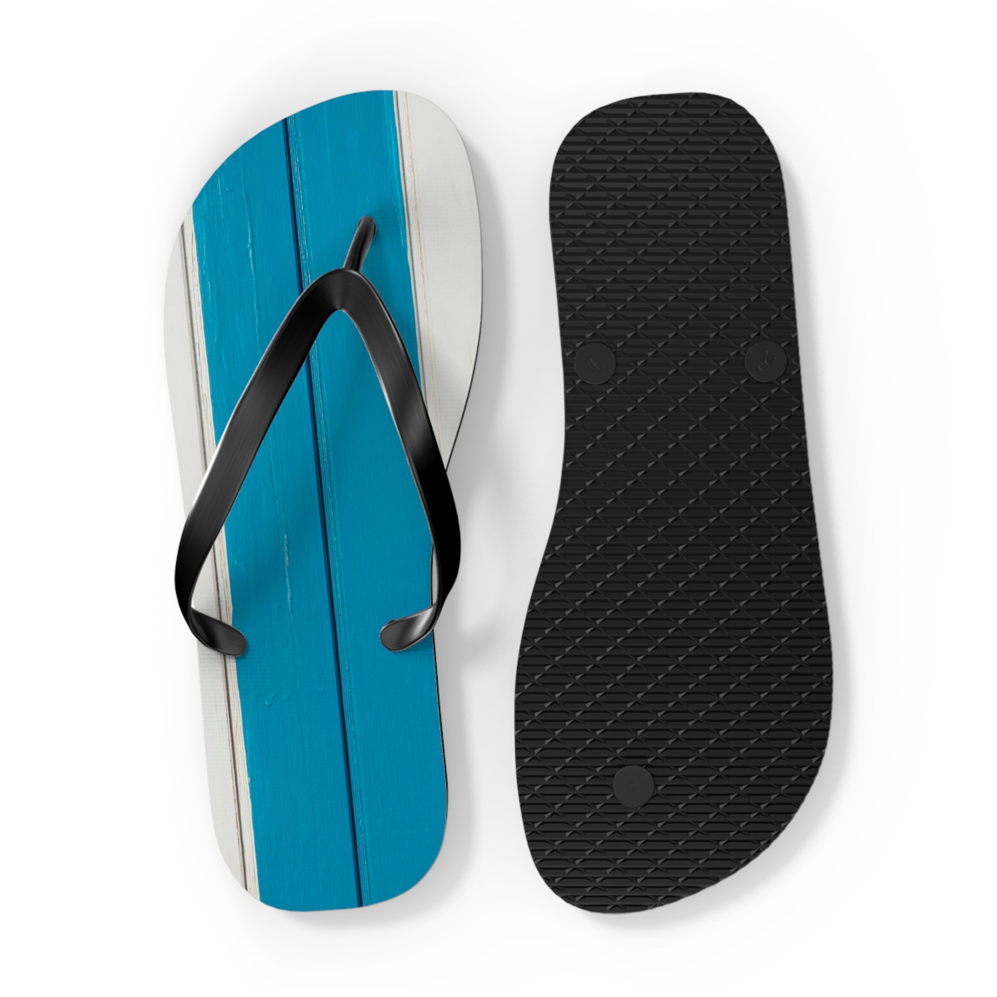 Light Blue Striped Beach Flip Flops – Casual Summer Sandals