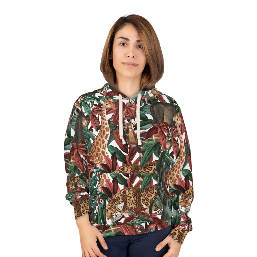 Jungle Safari Animals Hoodie | Giraffe Leopard Tapir All-Over Print