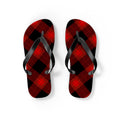 Plaid Red & Black Flip Flops — Buffalo Check Summer Sandals
