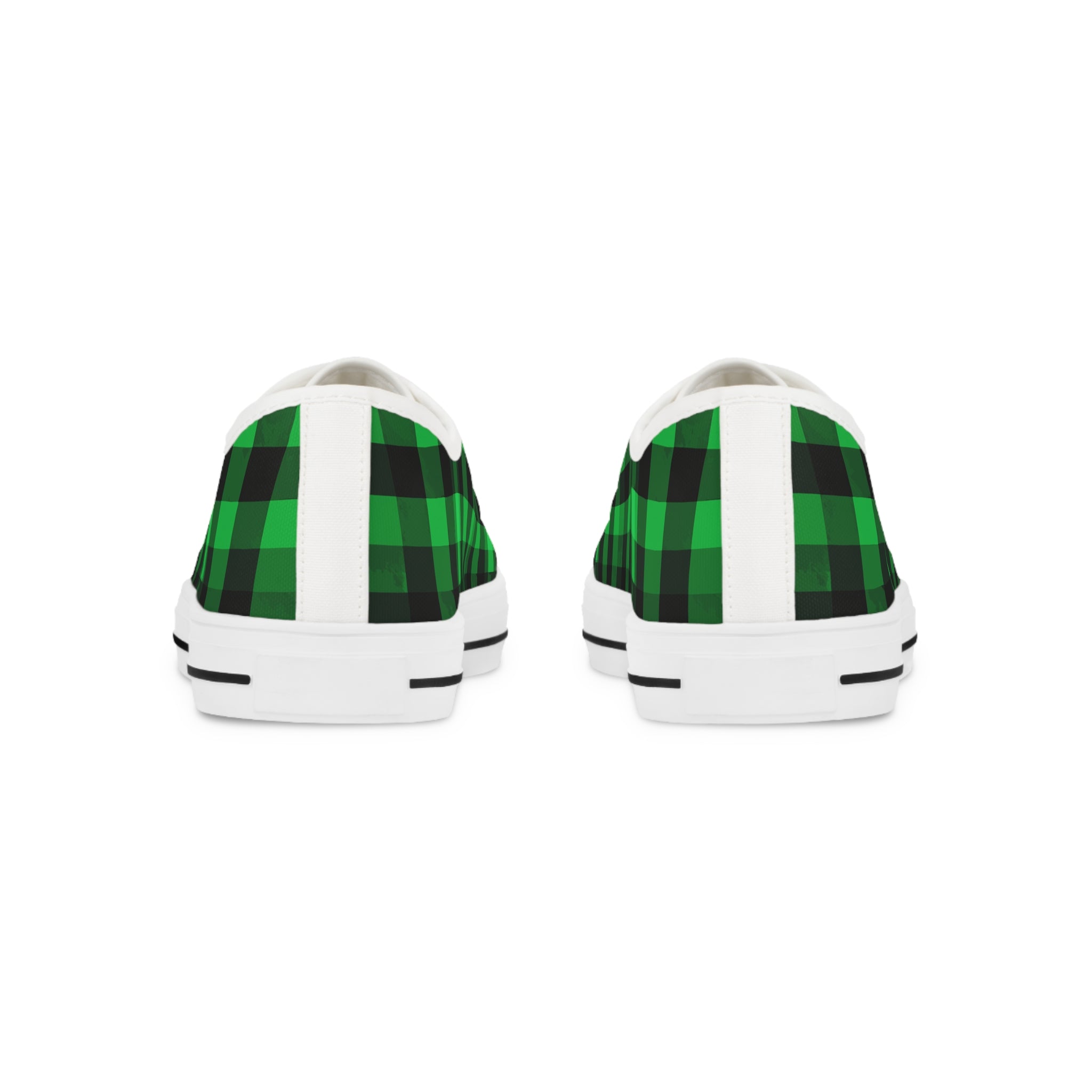Green Buffalo Plaid Low Top Sneakers — Men's Casual Canvas Shoes
