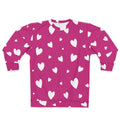 White Heart Pattern Sweatshirt | Pink All-Over Print