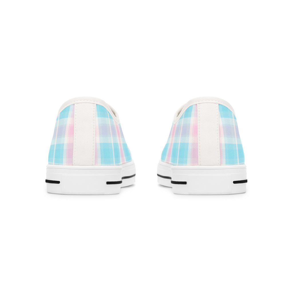 Low Top Sneakers - Pastel Plaid Women's Casual Canvas Shoes