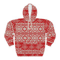Red Knit Fair Isle Snowflake Hoodie | Christmas Holiday Pullover