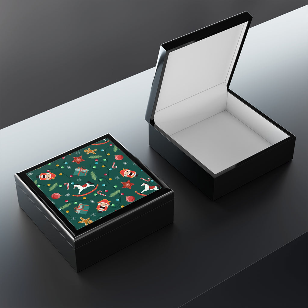 Christmas Jewelry Box – Festive Santa & Toy Pattern Keepsake Box