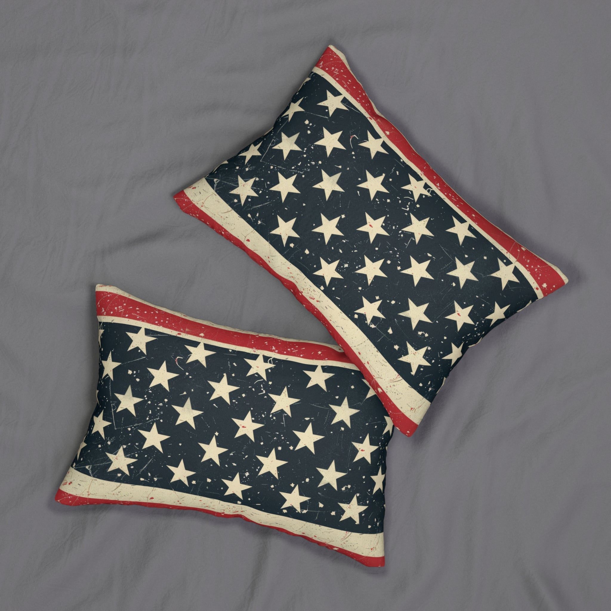 Vintage American Stars lumbar pillow | Patriotic flag decor