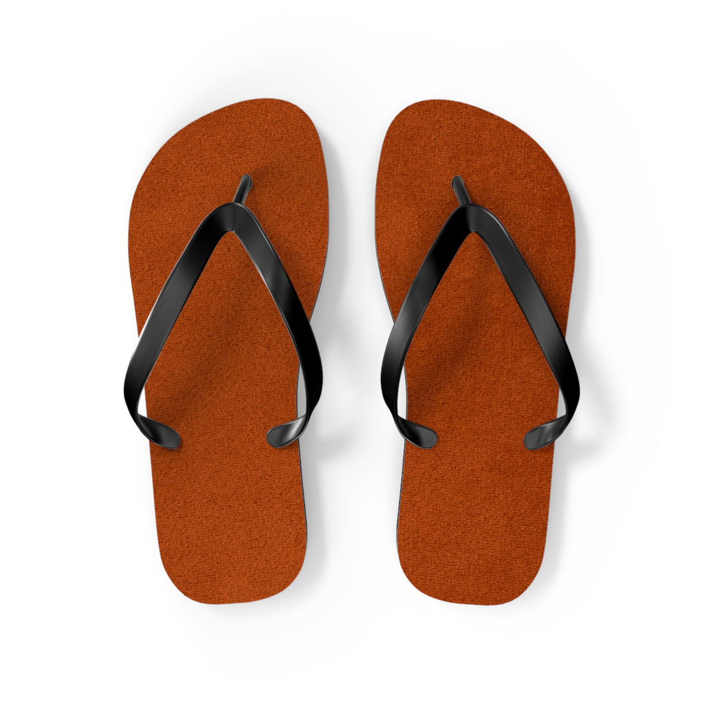 Rust Suede Flip Flops – Casual Beach Sandals with Black Straps