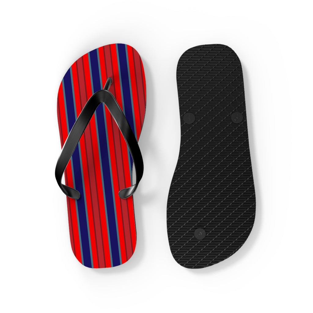 Patriotic Red & Blue Striped Flip Flops — Casual Beach Sandals