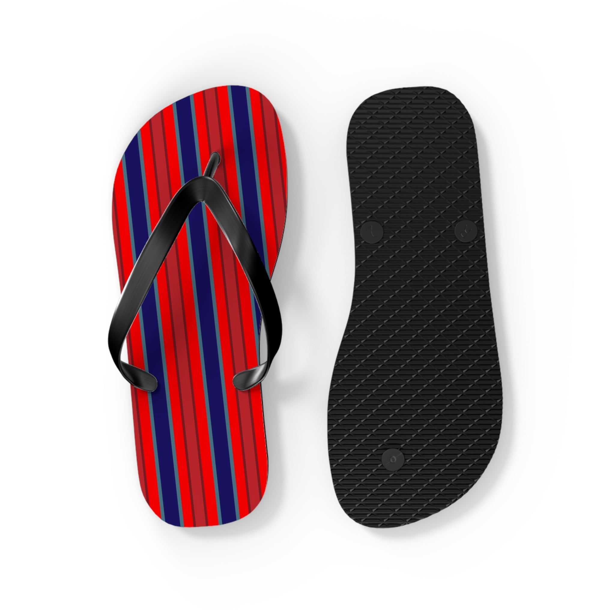 Patriotic Red & Blue Striped Flip Flops — Casual Beach Sandals