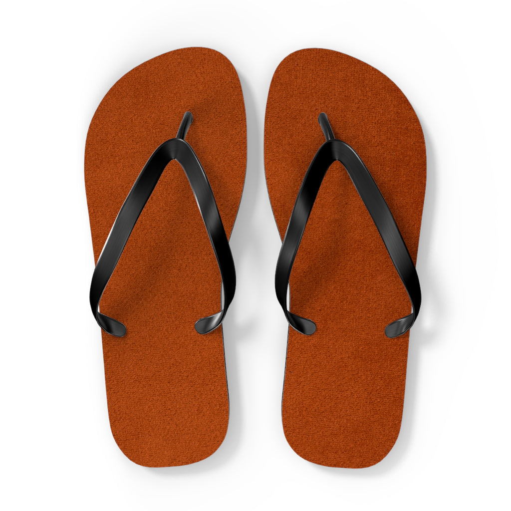 Rust Suede Flip Flops – Casual Beach Sandals with Black Straps