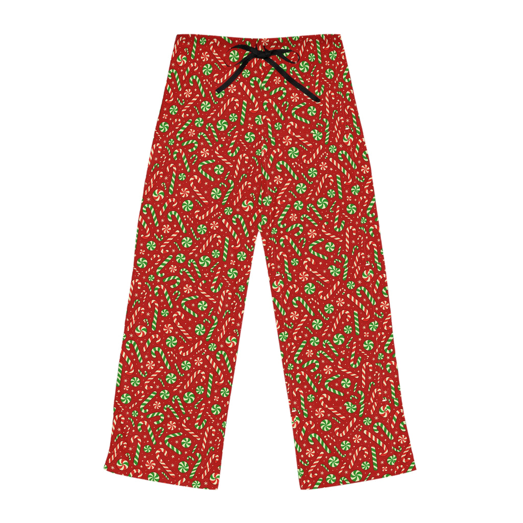 Candy Cane and Holly Pajama Pants | Red Holiday Pattern