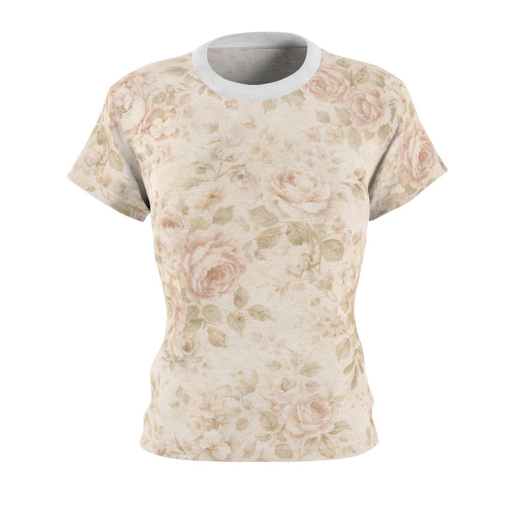 Vintage Blush Rose Floral Print Tee
