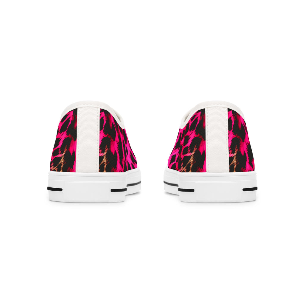 Women's Low Top Sneakers — Hot Pink Leopard Print Canvas Shoes