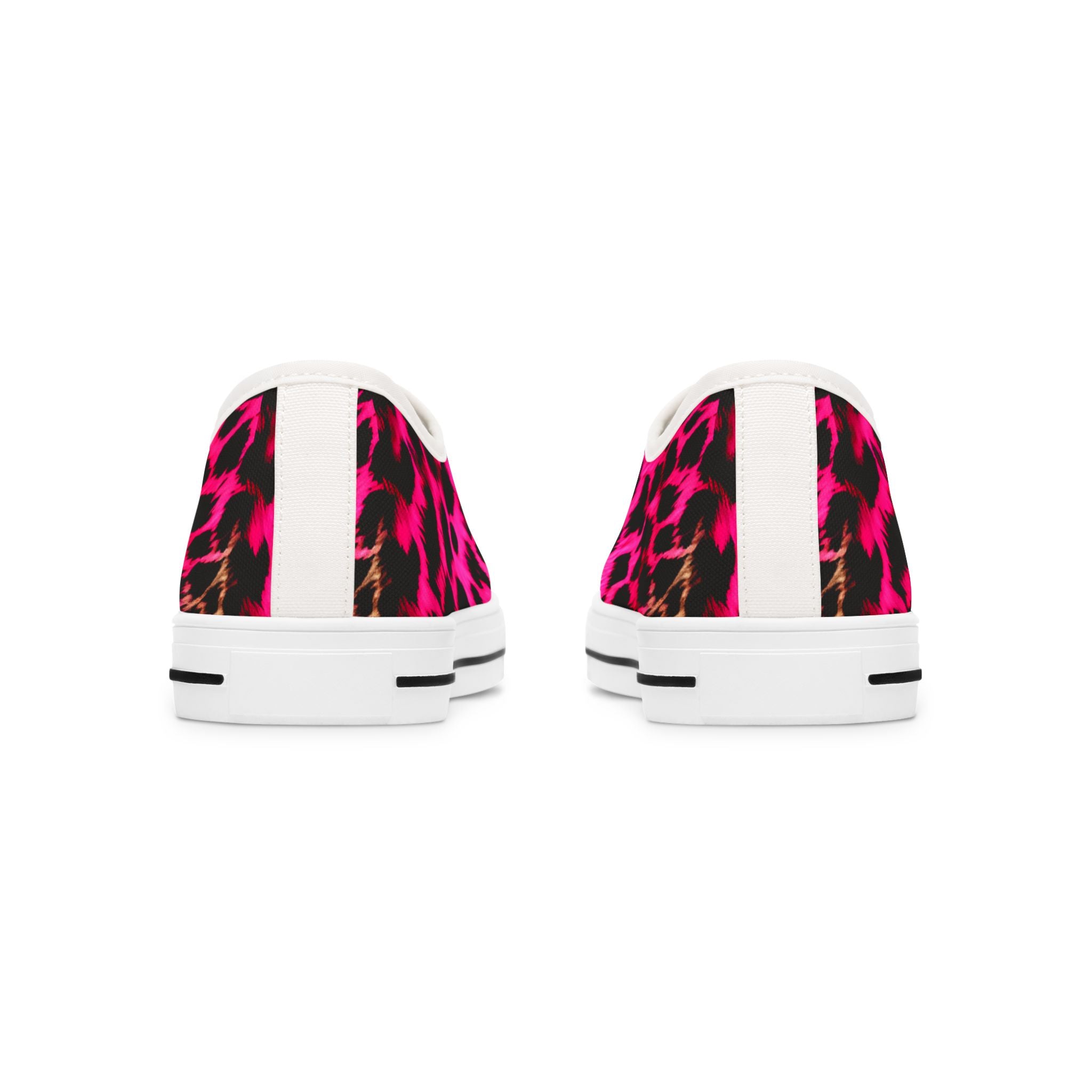 Women's Low Top Sneakers — Hot Pink Leopard Print Canvas Shoes
