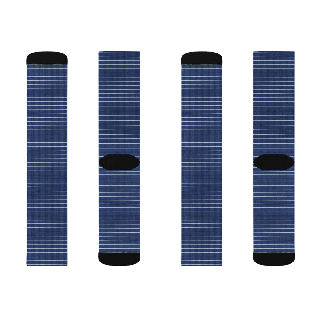 Navy Pinstripe Sublimation Socks — Classic Dress Socks for Work & Everyday