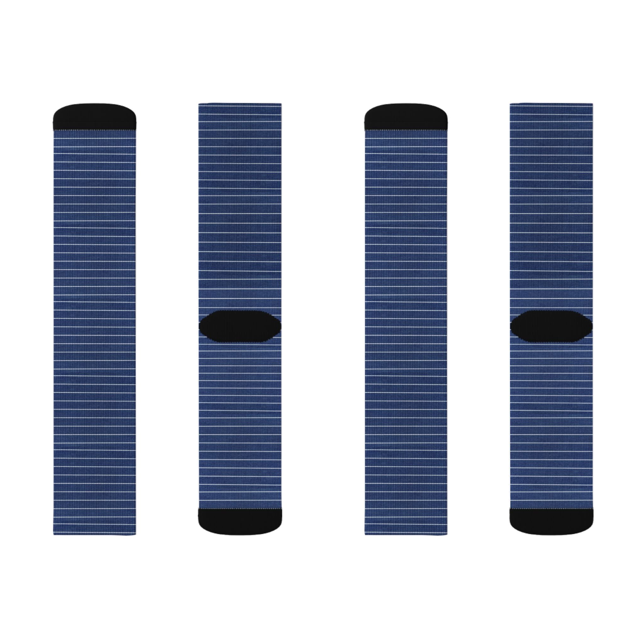 Navy Pinstripe Sublimation Socks — Classic Dress Socks for Work & Everyday