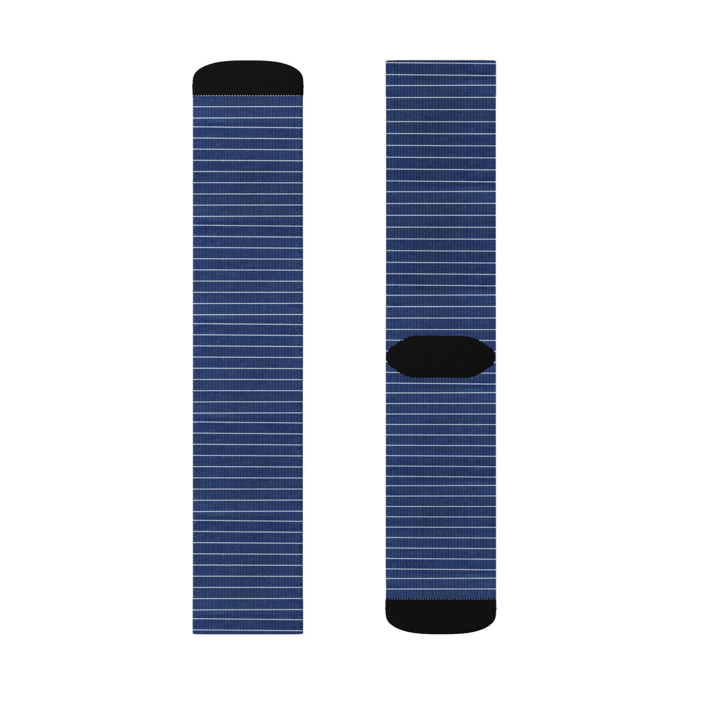 Navy Pinstripe Sublimation Socks — Classic Dress Socks for Work & Everyday