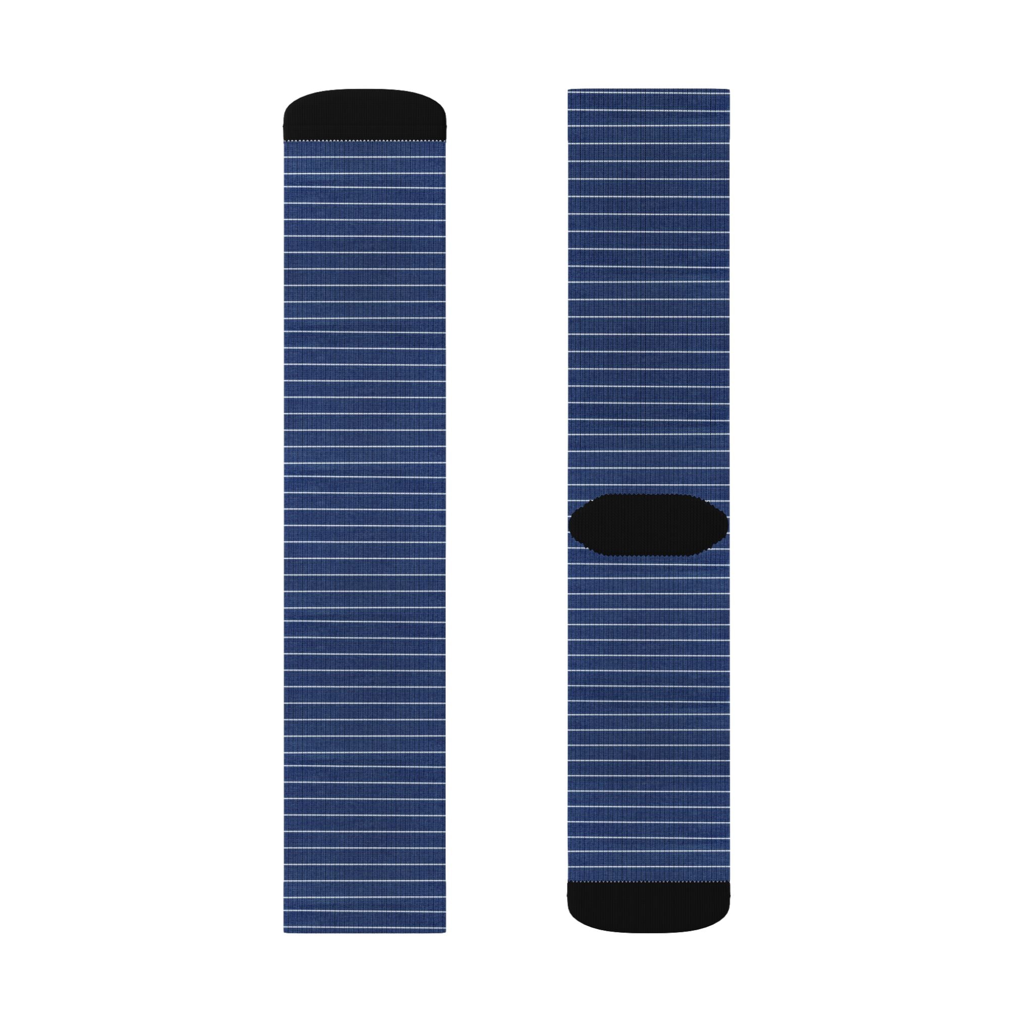 Navy Pinstripe Sublimation Socks — Classic Dress Socks for Work & Everyday