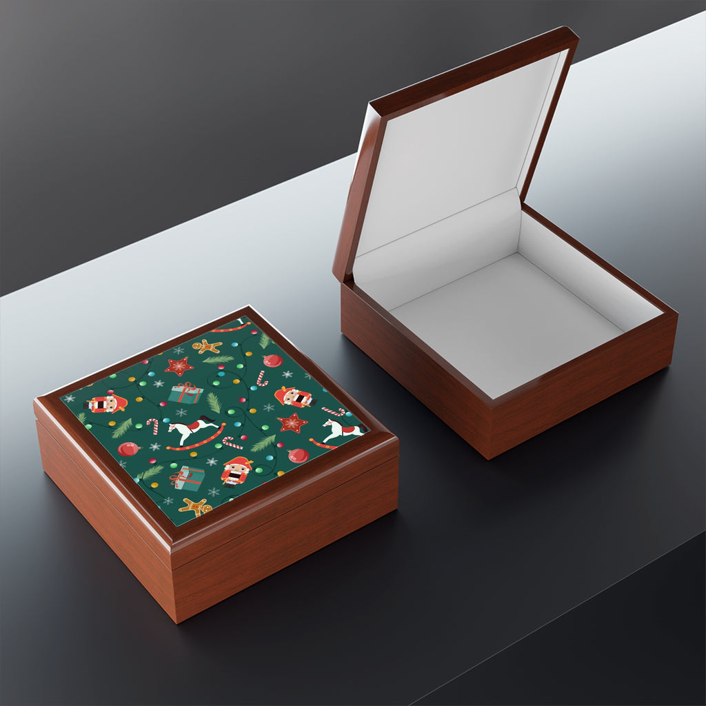 Christmas Jewelry Box – Festive Santa & Toy Pattern Keepsake Box