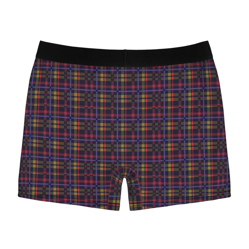 Men's Plaid Boxer Briefs — Red & Navy Tartan All-Over Print