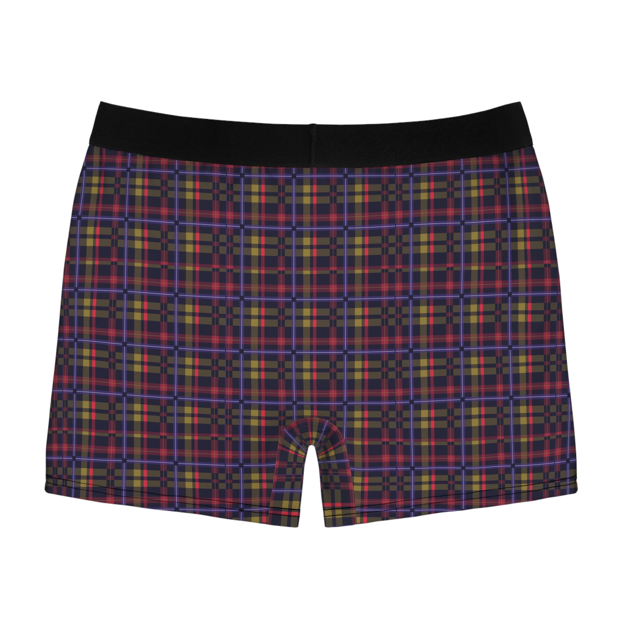Men's Plaid Boxer Briefs — Red & Navy Tartan All-Over Print