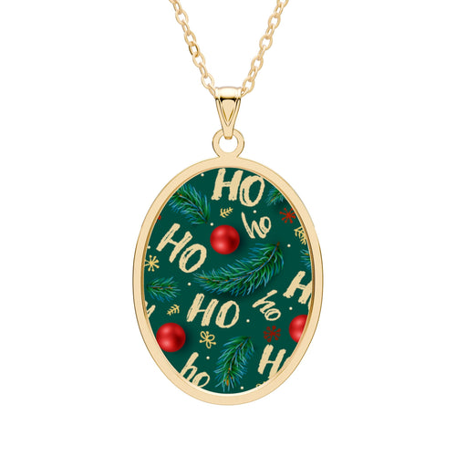 Christmas 'Ho Ho Ho' Oval Pendant Necklace