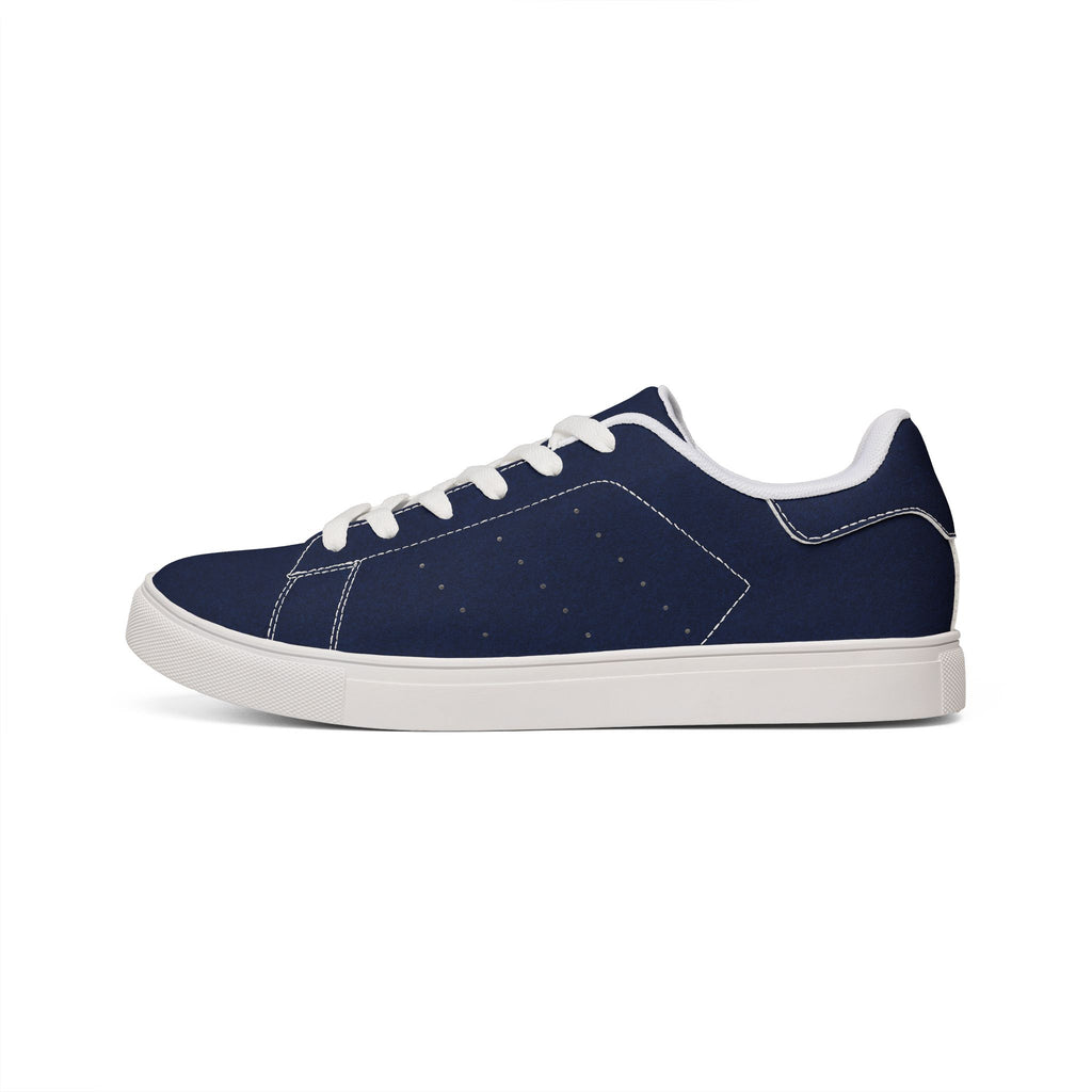 Men's Navy Low-Top Leather Sneakers — Classic Casual Streetwear