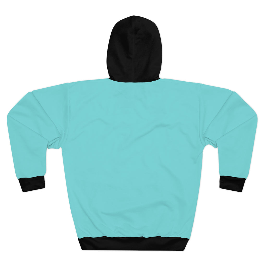 Solid Aqua Black Contrast Hoodie | Turquoise Pullover Sweatshirt