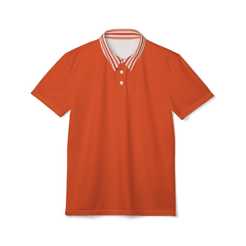 Classic Orange Polo Shirt — Striped Collar Casual Golf Tee