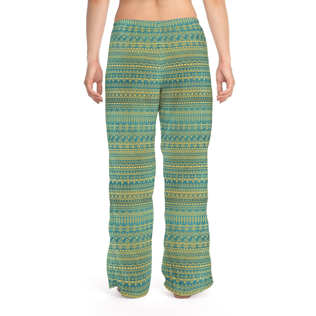 Teal Tribal Stripe Women's Pajama Pants - Cozy Lounge Sleepwear