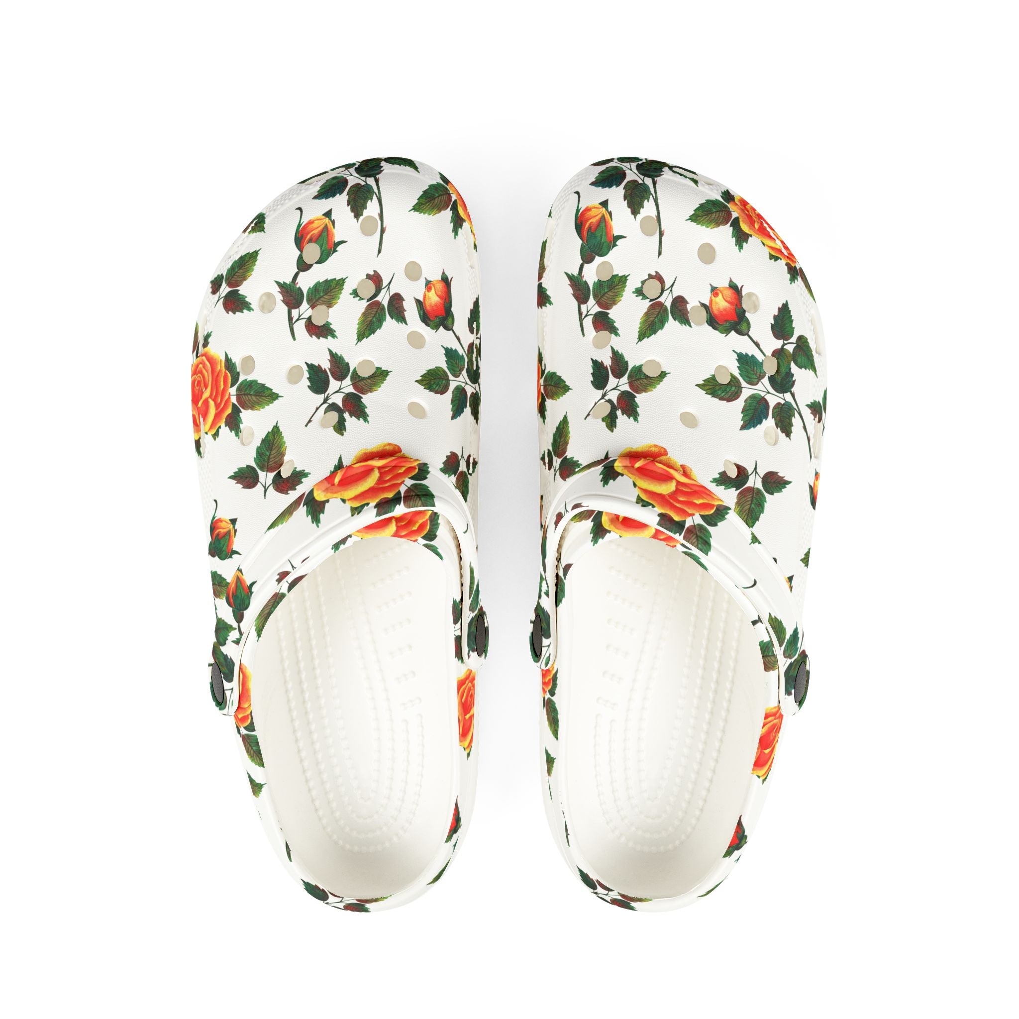 Floral Rose Clogs — Lightweight Garden Slip-On Shoes