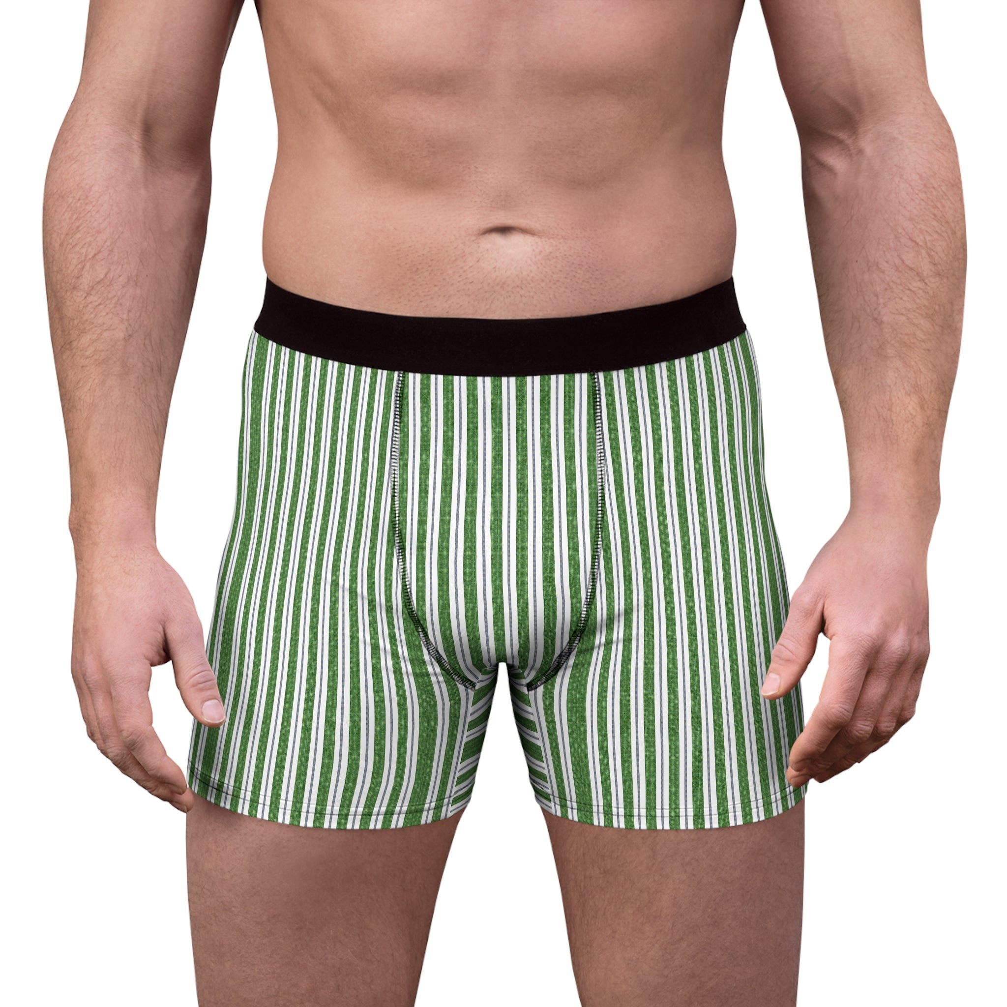 Green Vertical Stripe Boxer Briefs