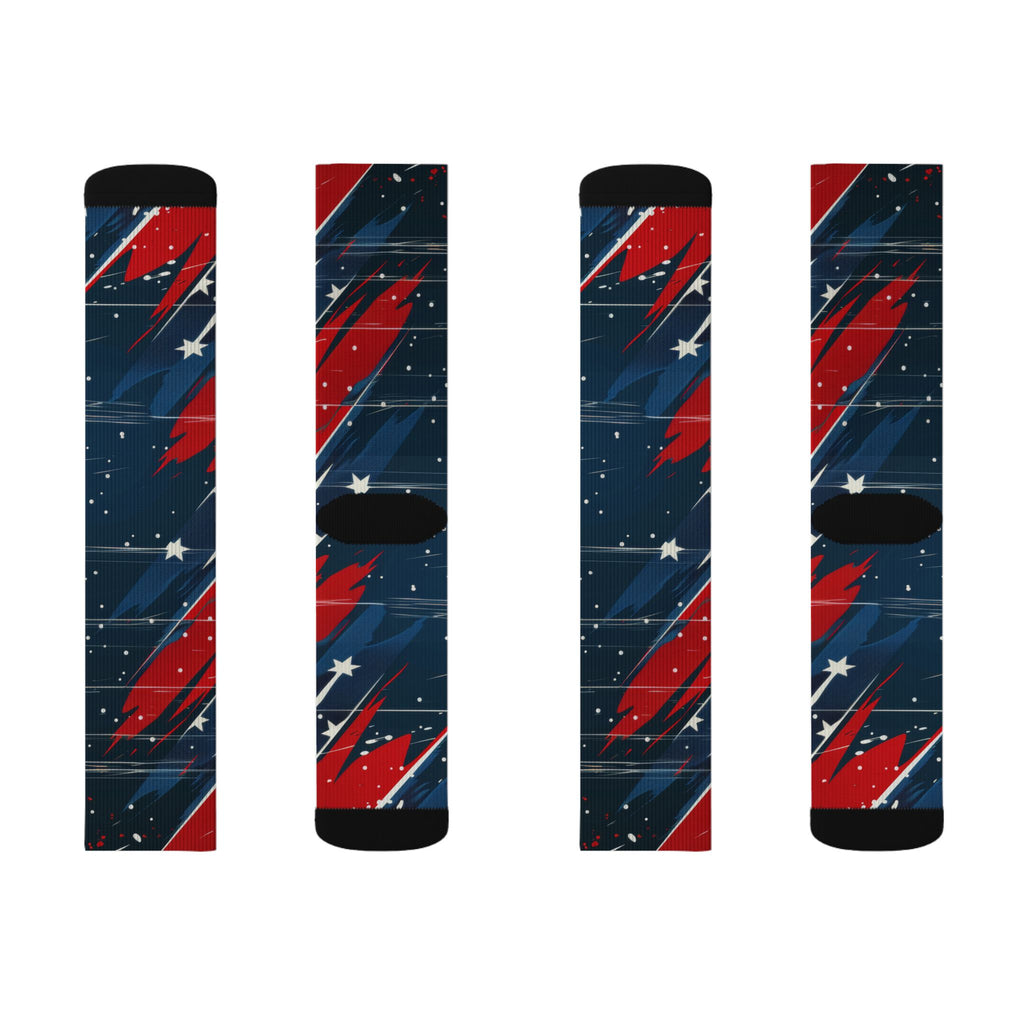 Patriotic Starburst Socks — Red White Blue Crew Socks