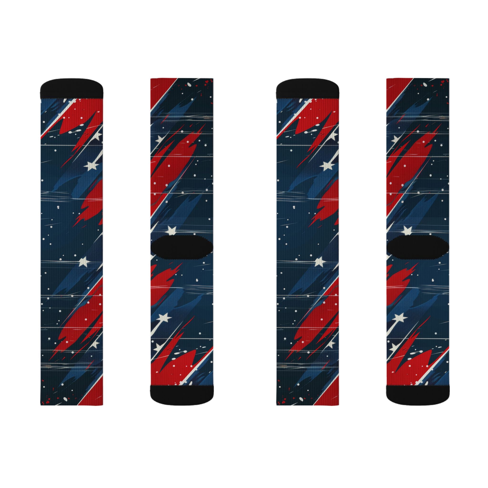 Patriotic Starburst Socks — Red White Blue Crew Socks