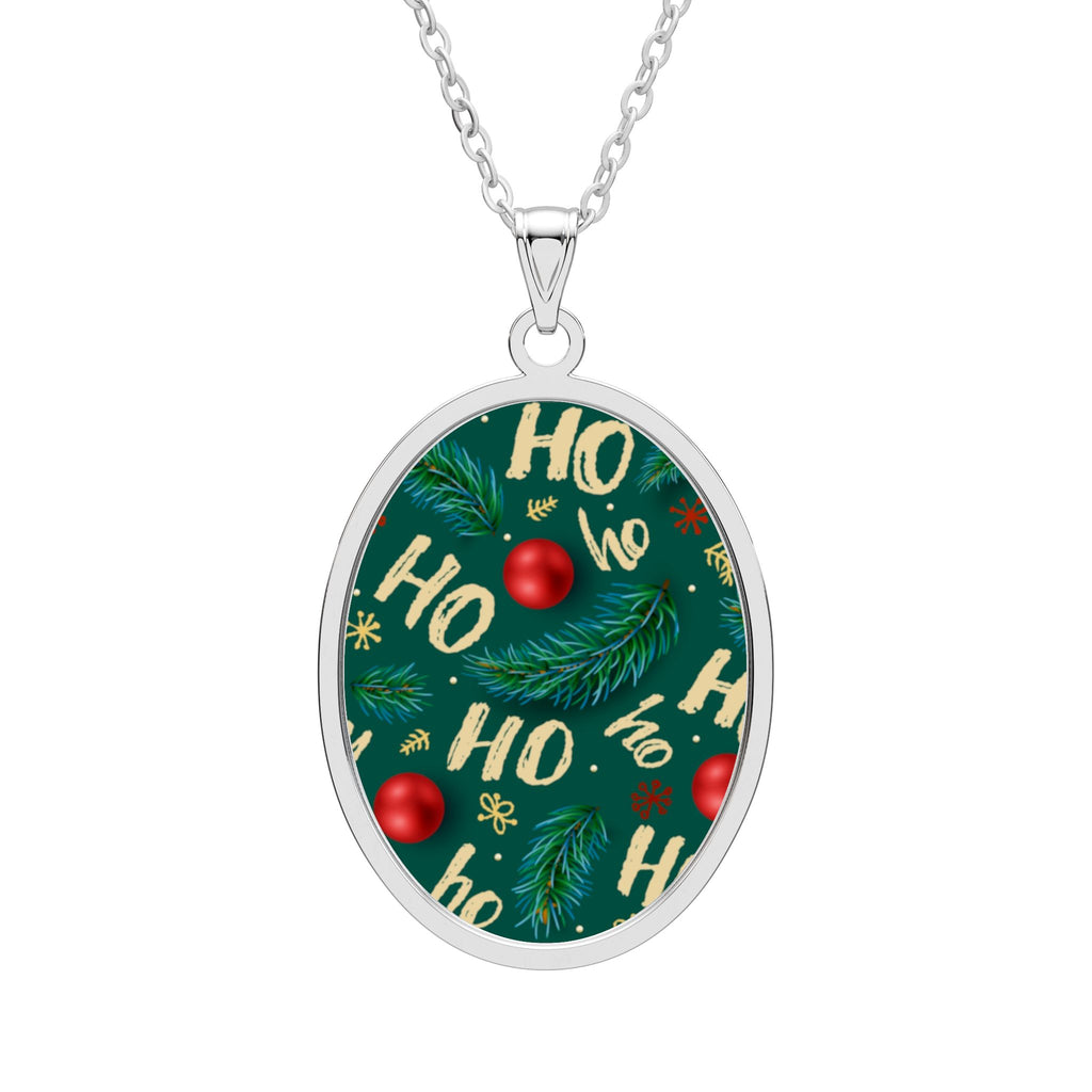 Christmas 'Ho Ho Ho' Oval Pendant Necklace