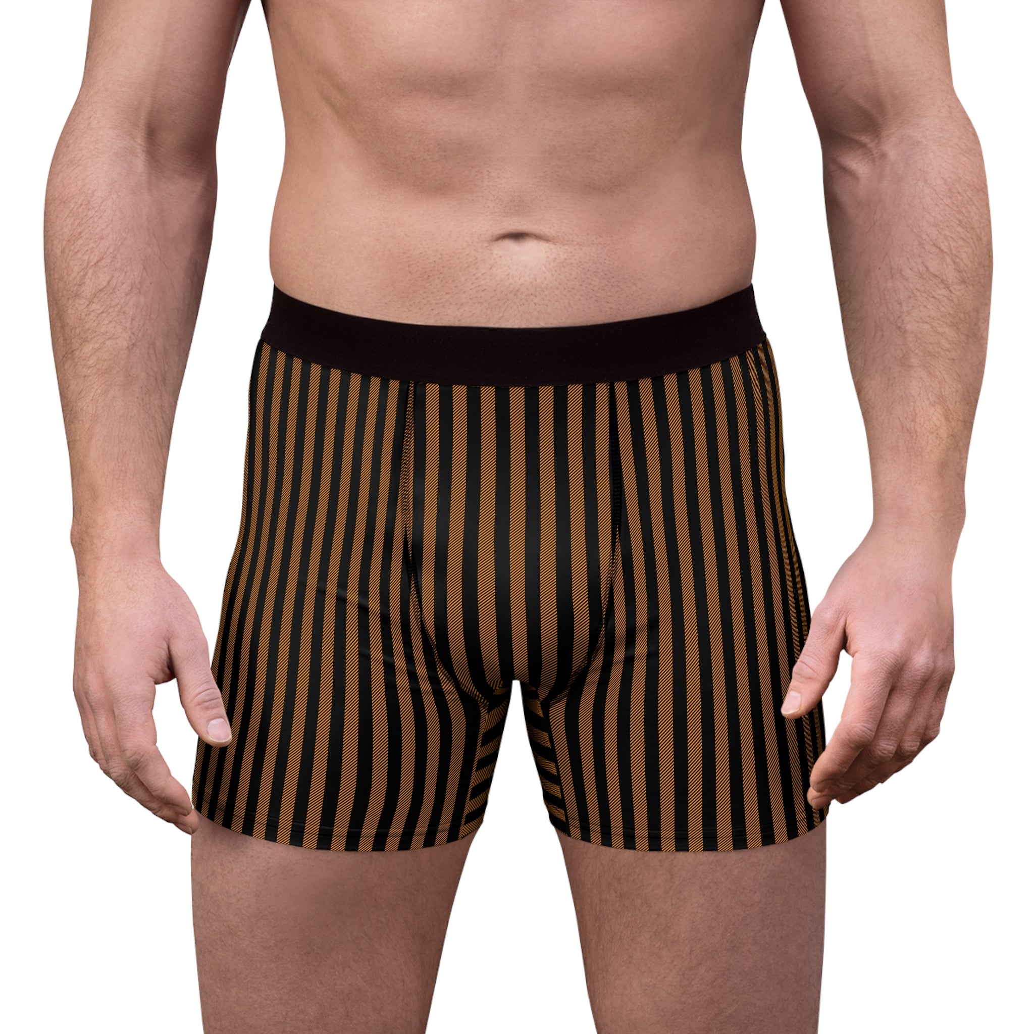 Striped Boxer Briefs — Brown & Black Vertical Stripe Men’s Underwear