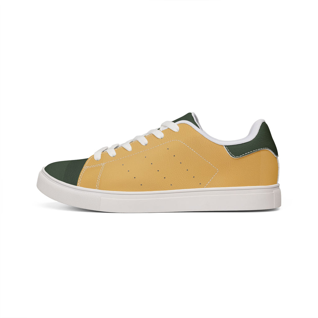 Men's Low-Top Leather Sneakers — Casual Mustard Skate-Style Shoes