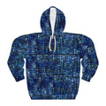 Blue Pixel Grid Hoodie | Digital Matrix All-Over Print Hoodie