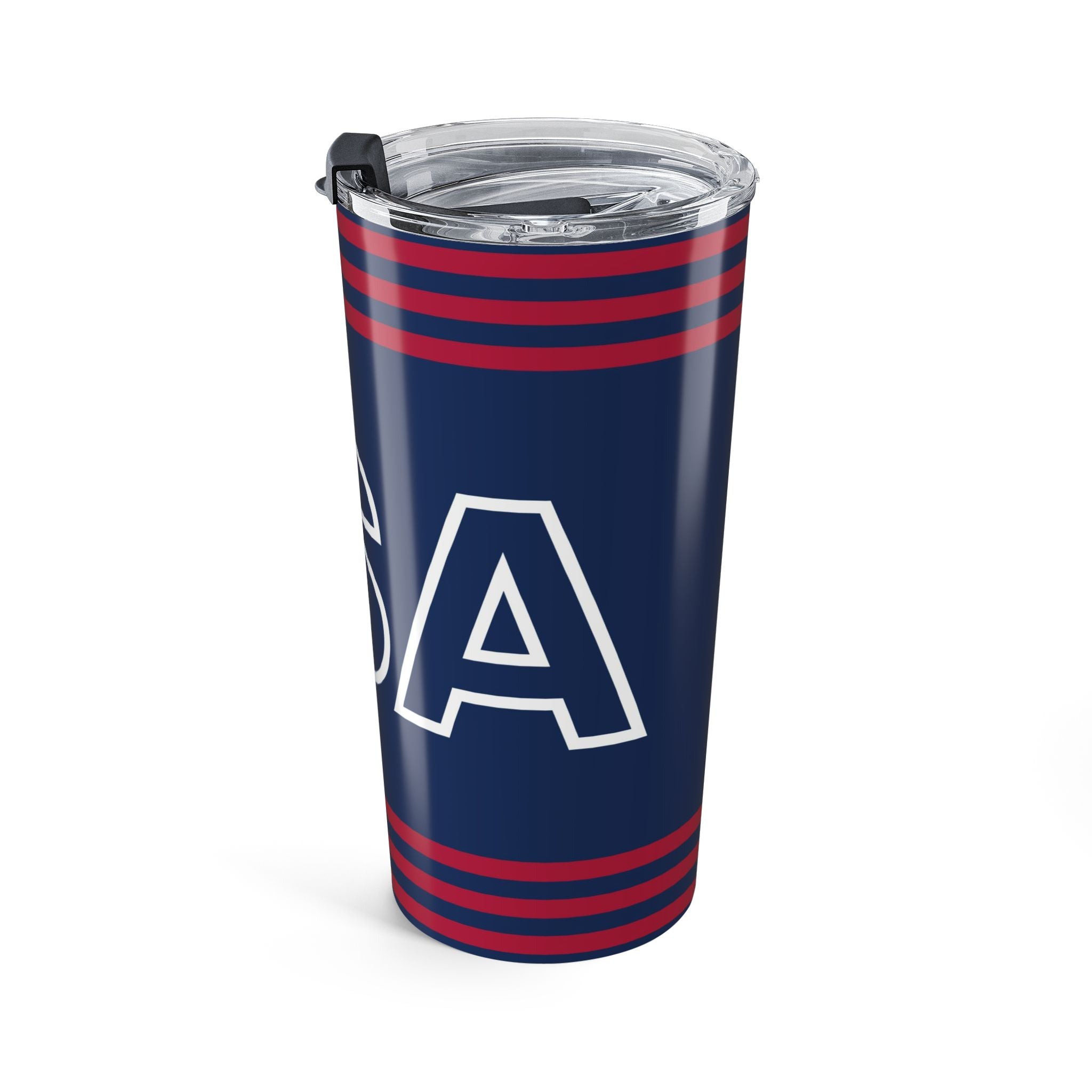 USA Stripes Tumbler 20oz | Navy Blue Red Patriotic Travel Cup