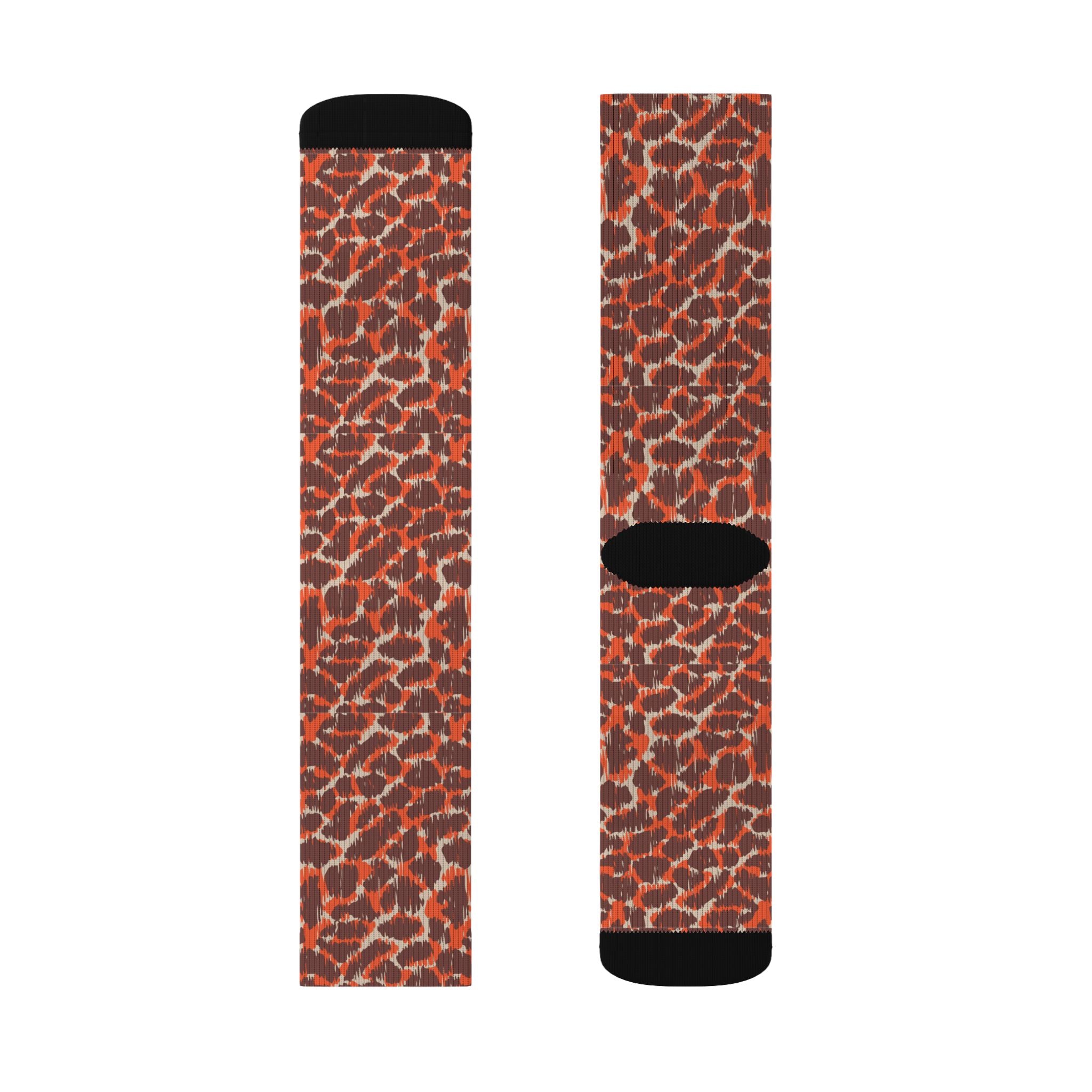 Leopard Print Socks — Bold Orange Cheetah Crew Socks