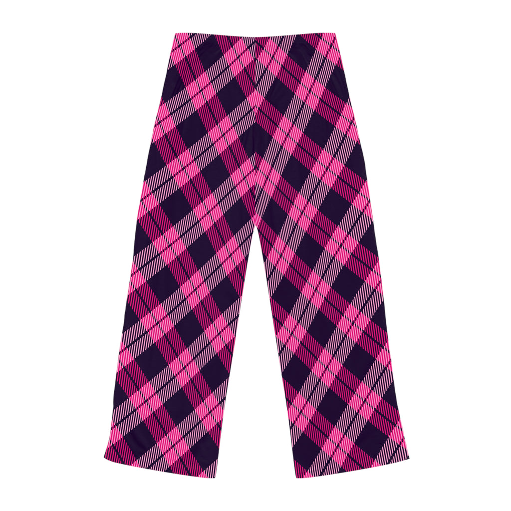 Pink Navy Plaid Pajama Pants | All-Over Print Lounge Sleepwear