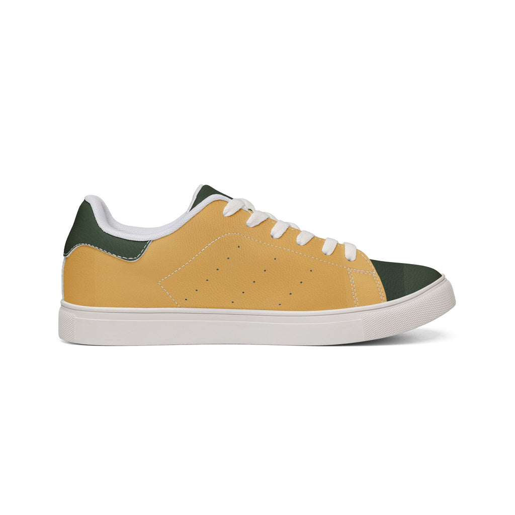 Men's Low-Top Leather Sneakers — Casual Mustard Skate-Style Shoes