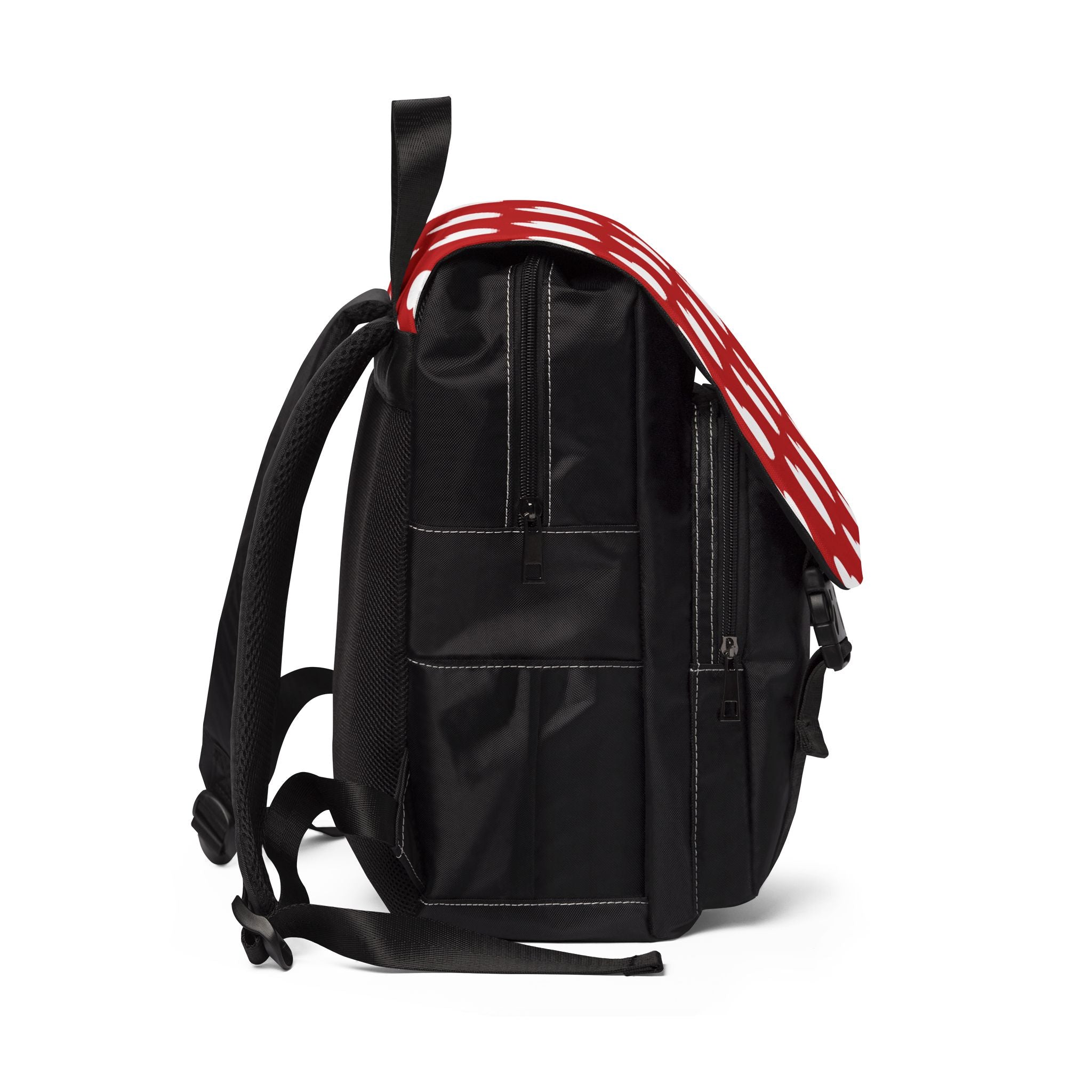 Valentine's Hearts Black Backpack — White Heart Print Shoulder Bag