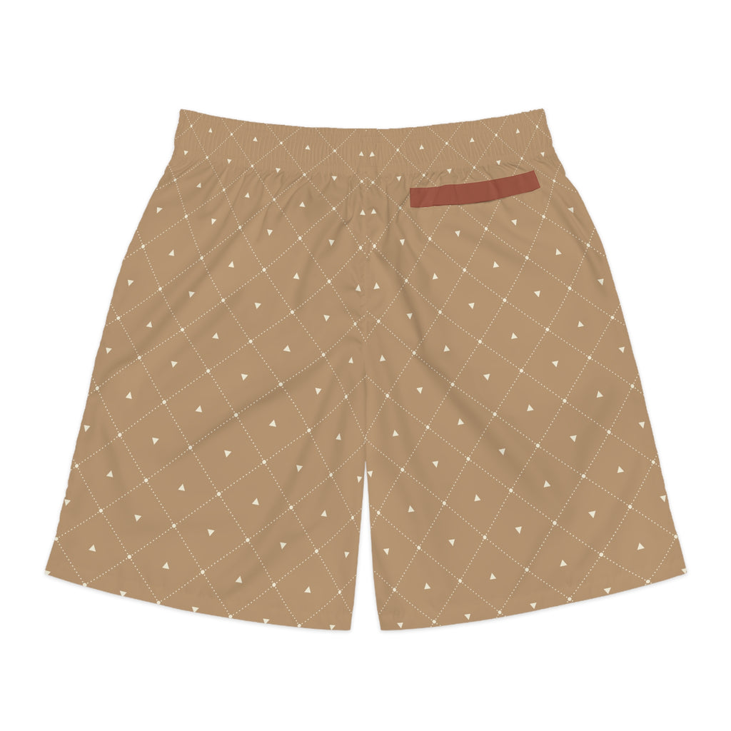 Men's Jogger Shorts - Beige Diamond Dot Casual Athletic Shorts